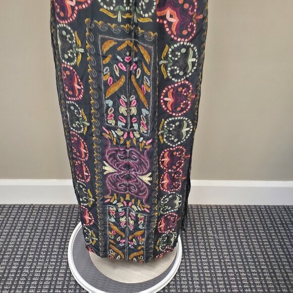 Hermant & Nandita Embroidered Button down Maxi Dress 100% Silk Sz Large Boho - Picture 3 of 13